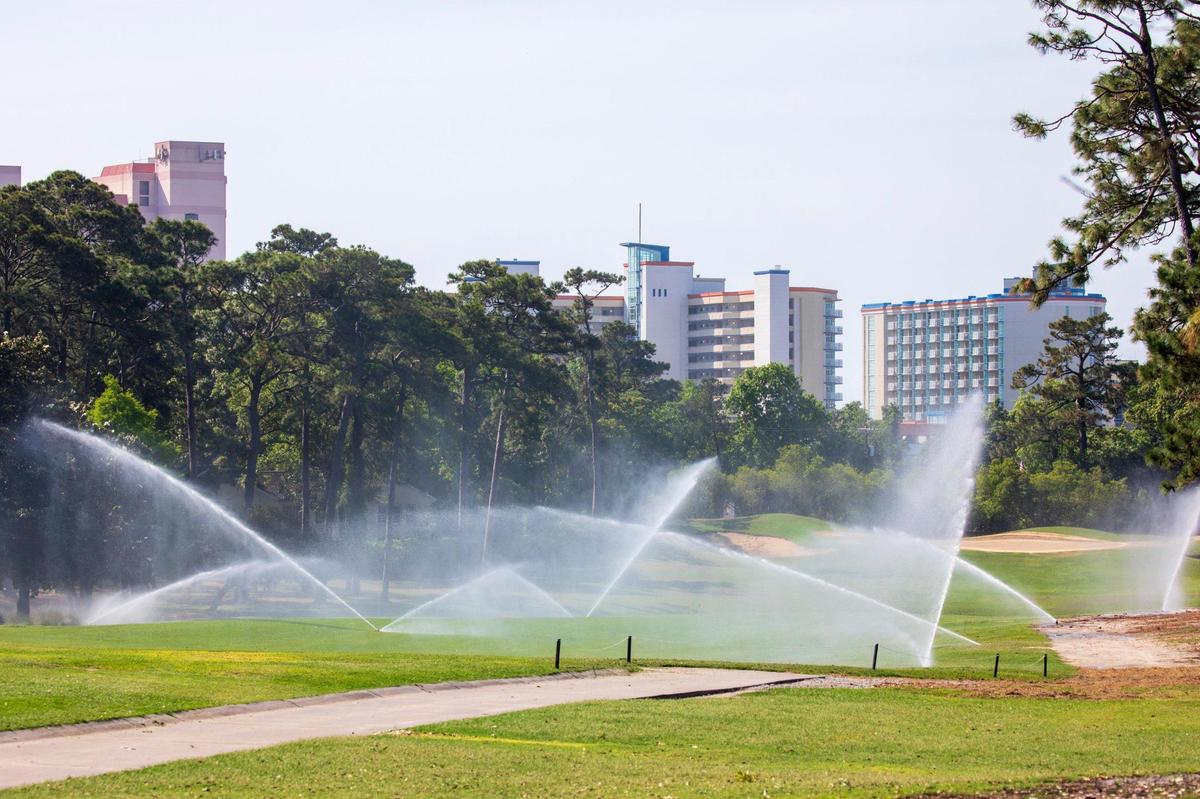 Pine Lakes Country Club golf course is closed while bunkers and greens undergo renourishment. May 4, 2021.