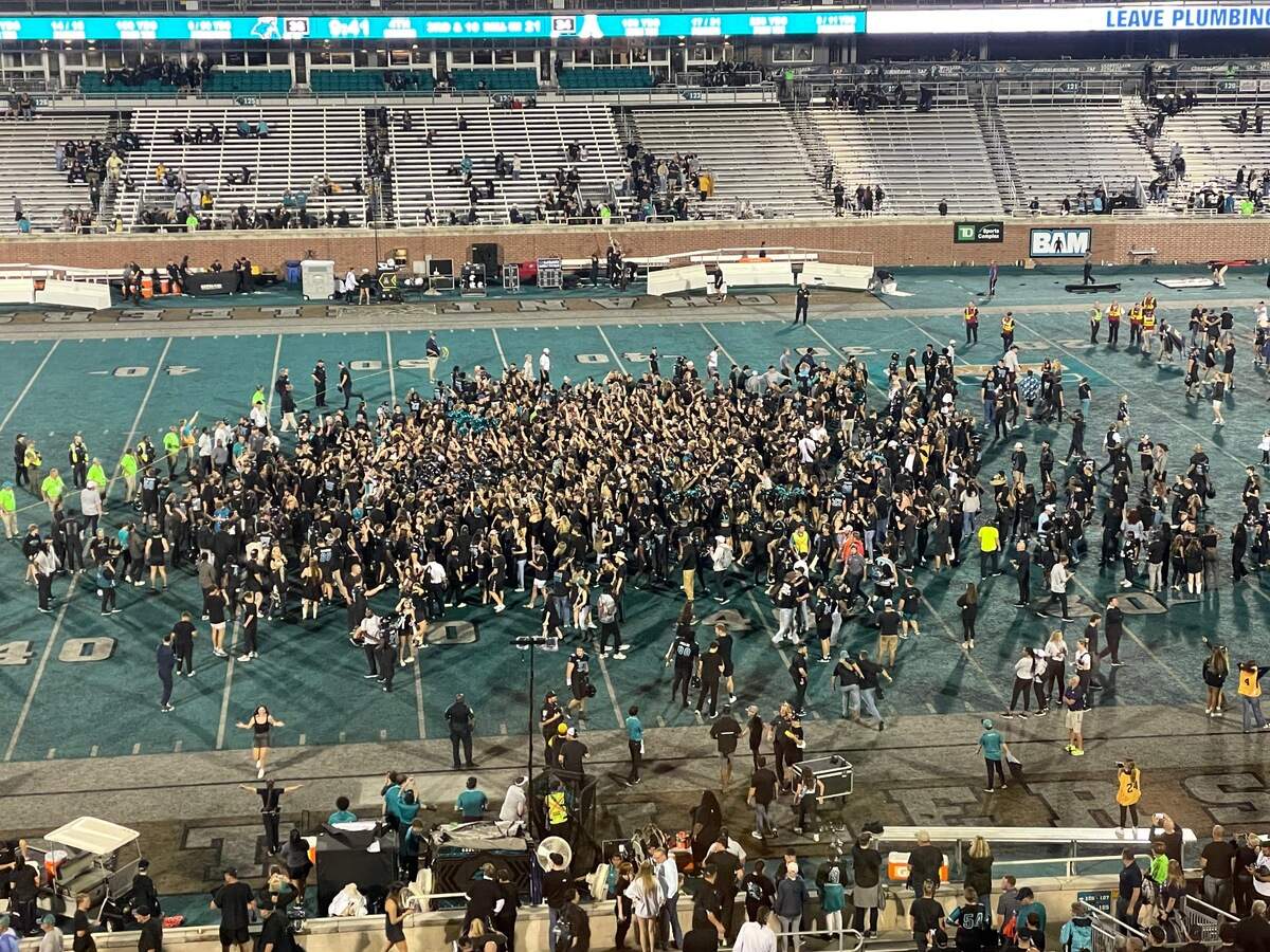 Coastal Carolina students stormed the Brooks Stadium teal field after CCU beat rival Appalachian State 38-24 Nov. 8, 2024. CCU’s beat the Mountaineers three years in a row now.
