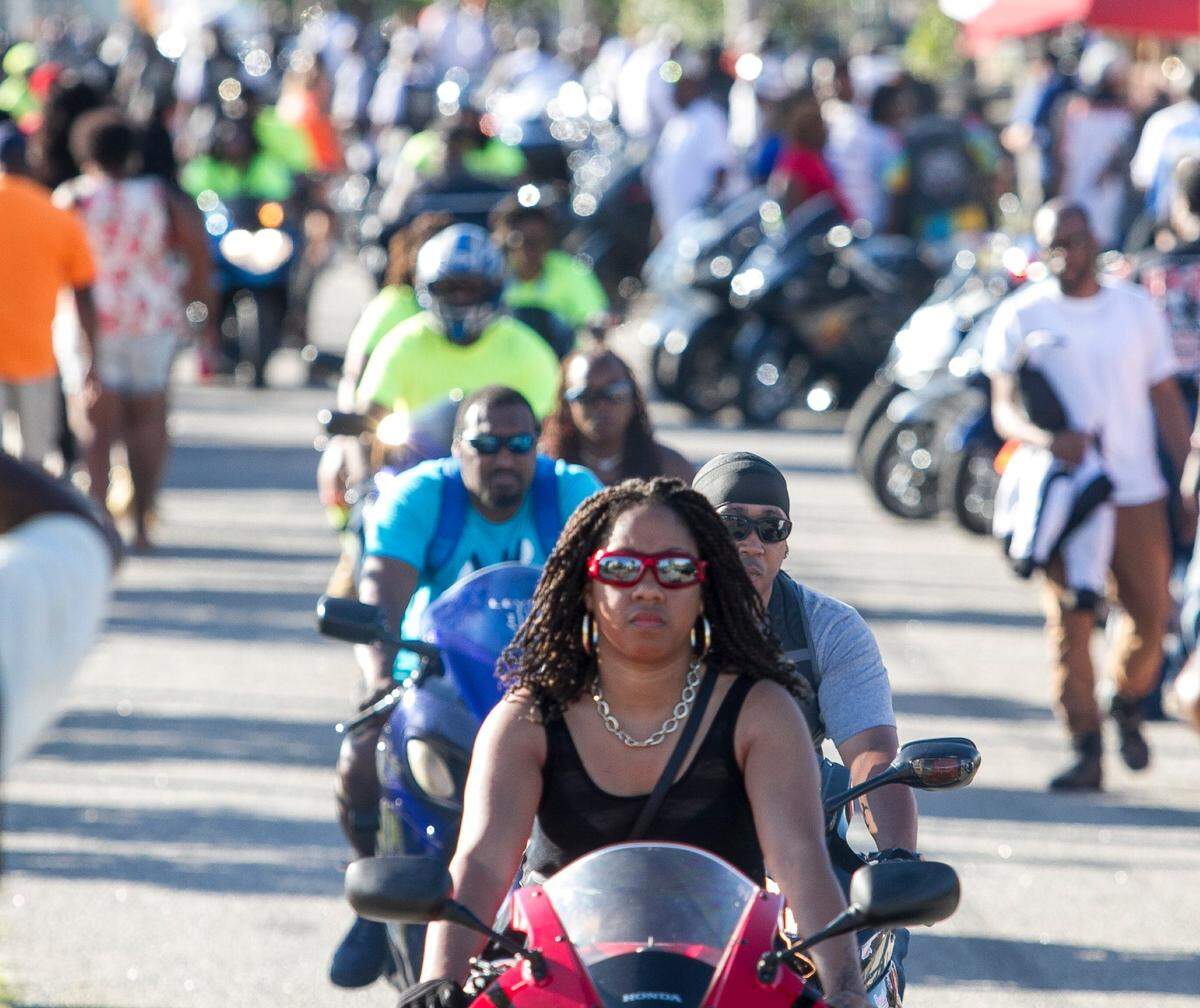 Bikers arrive in Atlantic Beach on Memorial Day Weekend for the annual Atlantic Beach Bikefest. The Atlantic Beach section of the Grand Strand is turned into a street party during the course of the event.