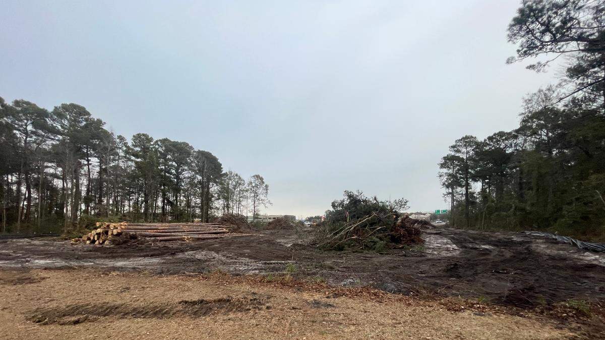 A developer cut down trees in Carolina Forest, SC. Horry County Land Records show the tract received a permit for a new self storage facility.