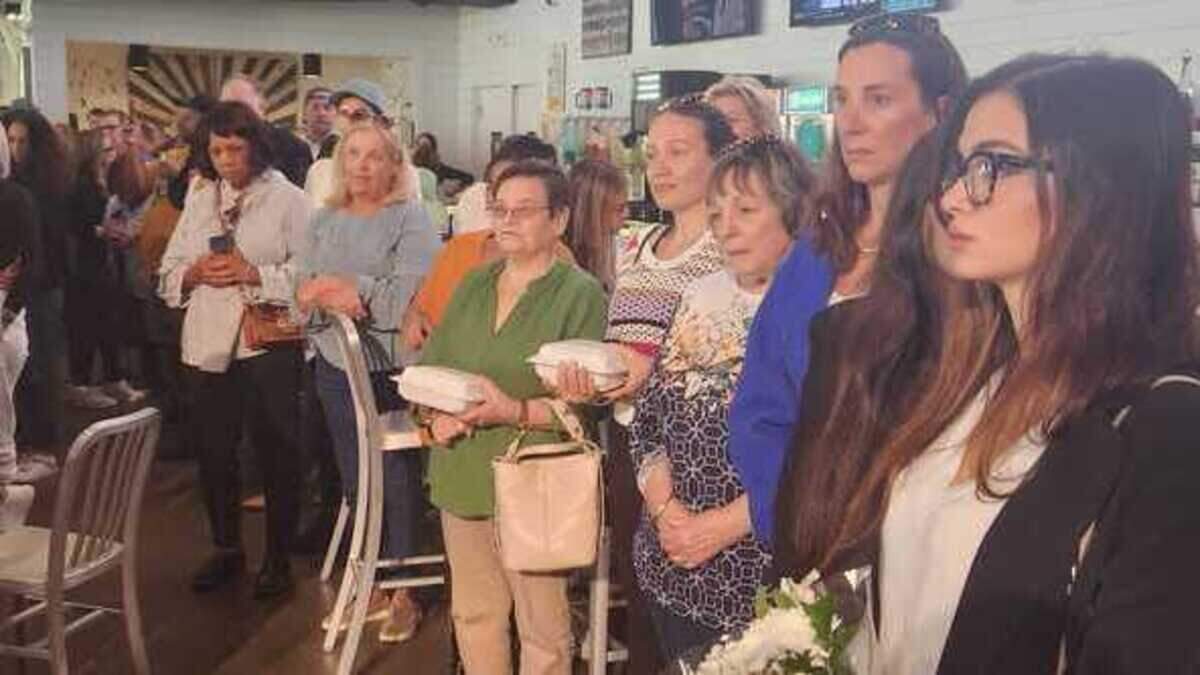 Irene Zohar, far right in glasses, attended a Stand for Israel rally on Wednesday, Oct. 18, 2023 at The Hangout. Her cousin was killed Oct. 8 in an attack by Hamas.