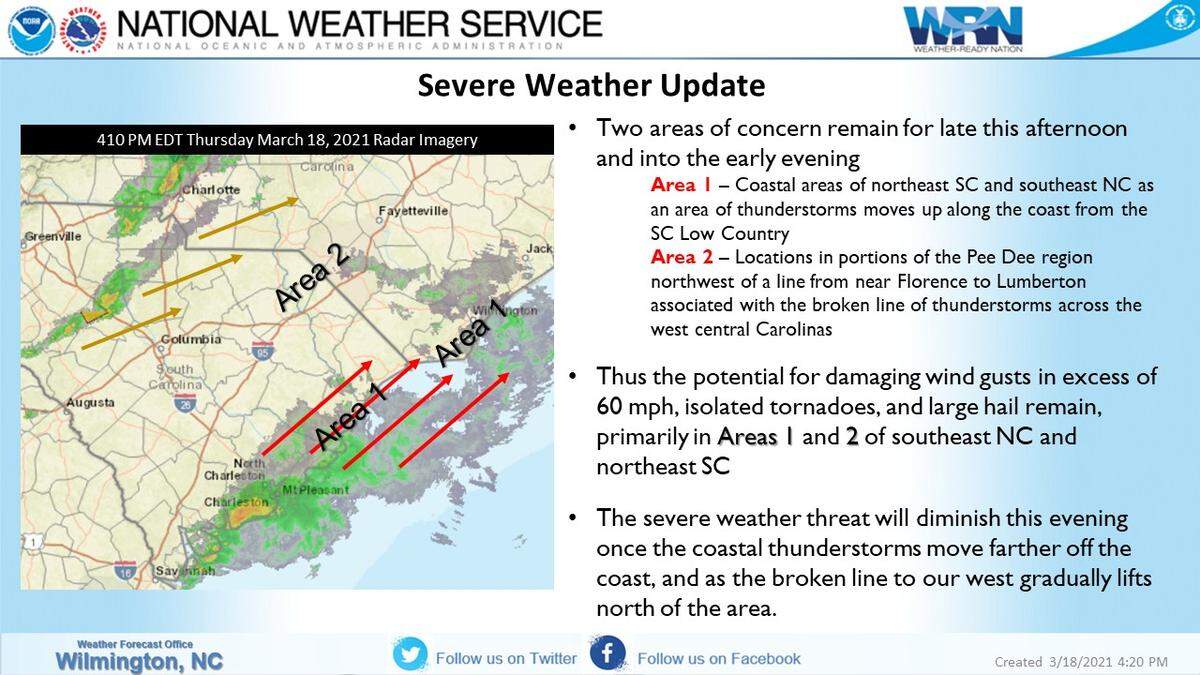The latest maps of the inclement weather affecting Myrtle Beach on March 17, 2021.