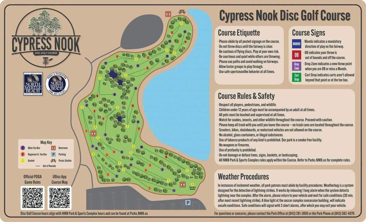 The Cypress Nook Disc Golf Course has opened in North Myrtle Beach, SC.
