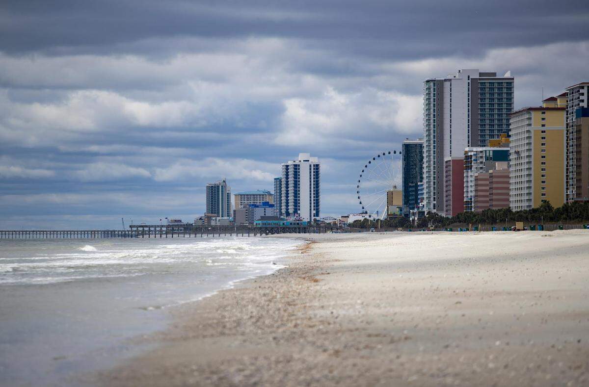 The Myrtle Beach coastline sits empty and quiet Wednesday afternoon after South Carolina Gov. Henry McMaster issued an executive order on Monday that closes all public access points to the state’s beaches.