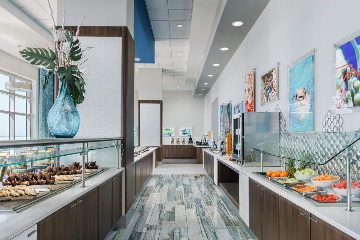 The breakfast area at the Homewood Suites by Hilton Myrtle Beach Oceanfront, which opened this spring on Ocean Boulevard.