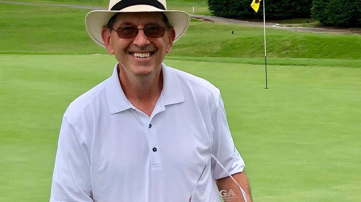 Jim Fellner holds the trophy after winning the 2018 Carolinas PGA Section Senior Championship in Morganton, N.C.