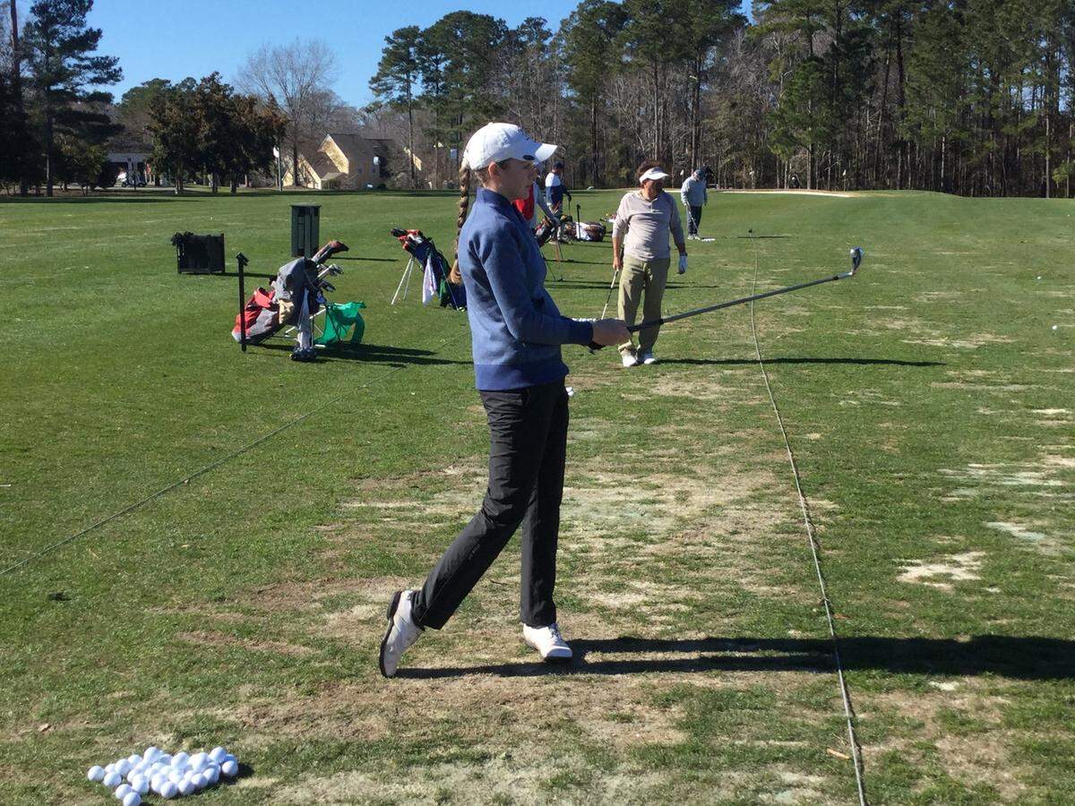 Adrian Anderson of Murrells Inlet has been named the 2020 girls junior golfer of the year by both the South Carolina Junior Golf Association and Carolinas Golf Association. She was practicing on the range at TPC Myrtle Beach on Monday.