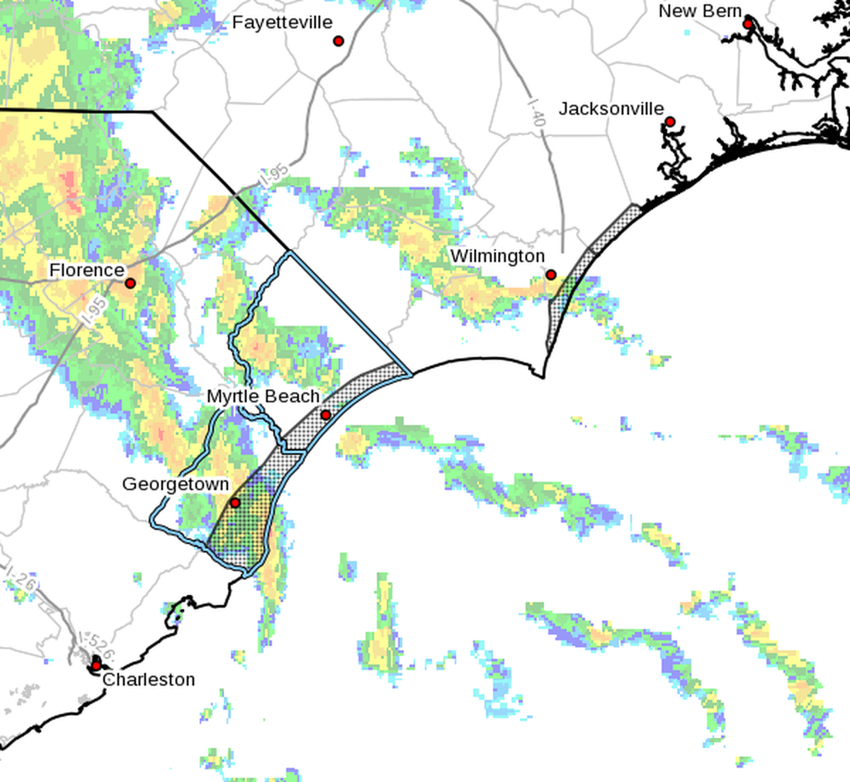 A rip current statement was issued for Horry and Georgetown Counties.
