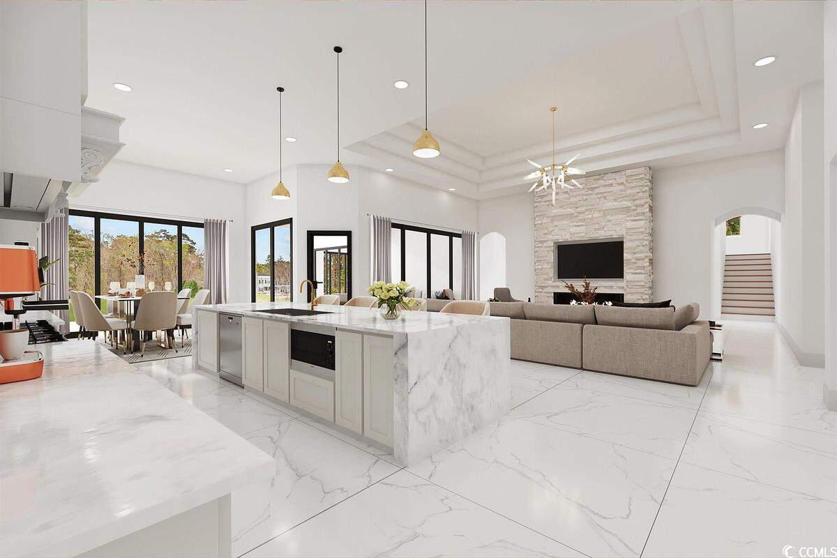 The open-floor plan kitchen located in the $3.8 million Grande Dunes home.