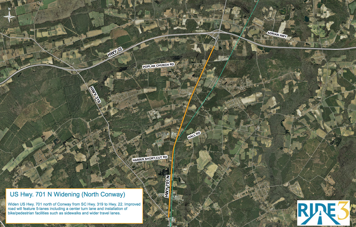 A map of where the North Conway U.S. 701 widening project will be. Construction is expected to begin in 2022.