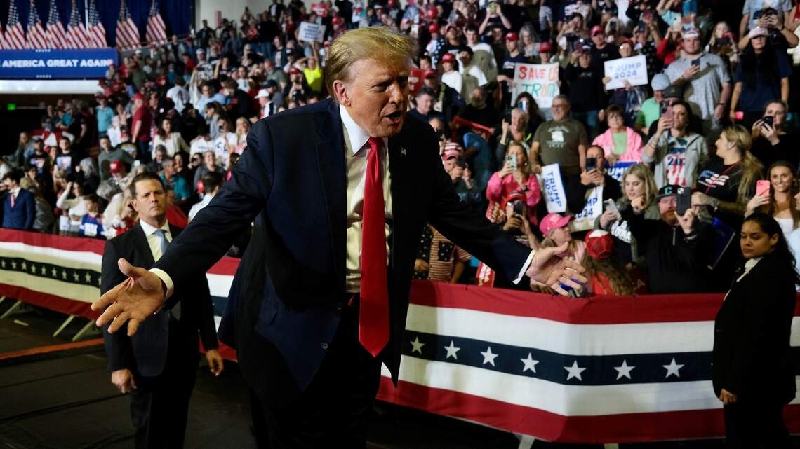 Former President Donald Trump speaks to thousands gathered for Conway, SC event
