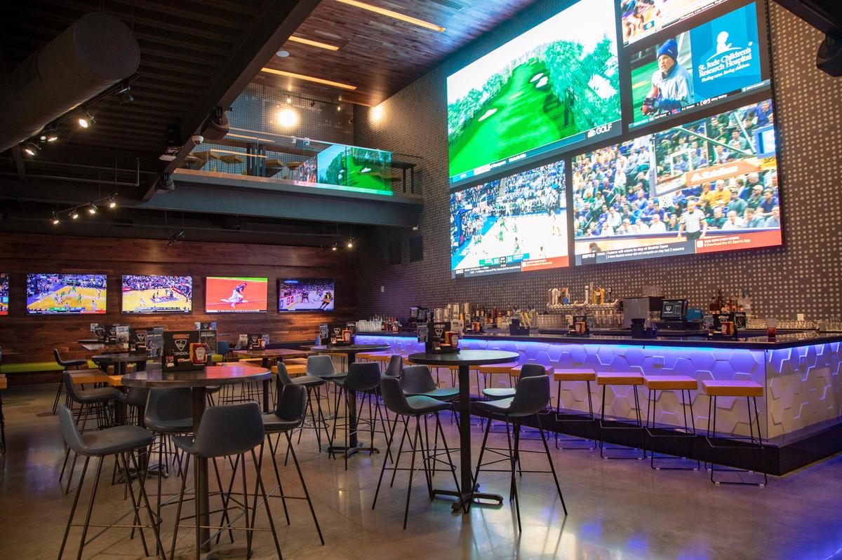 A bar area on the first floor of the new Topgolf Myrtle Beach. The media was given a tour and preview Wednesday of the facility, which will open in the coming weeks on the corner of Robert Grissom Parkway and 29th Ave. North in Myrtle Beach, S.C.