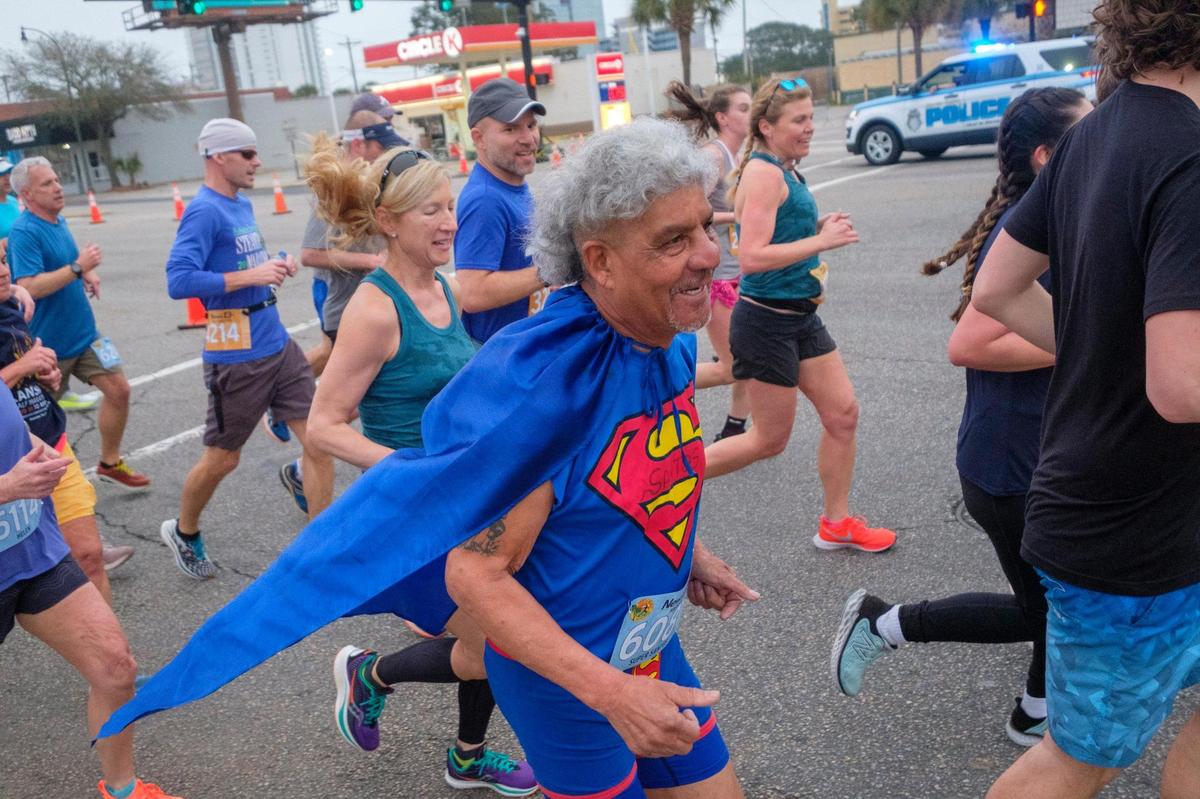 Jose Santos runs in the he 25th Myrtle Beach Marathon was held Saturday with approximately 4.500 runners participating in the full marathon, half marathon and 5K races. Santos has run in every event since the start of the race in Myrtle Beach. March 05, 2022.