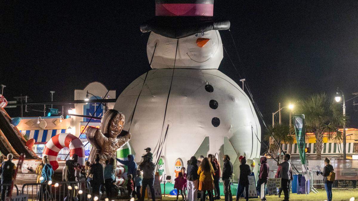 The Myrtle Beach boardwalk area lined with lights and displays for Winter Wonderland at the Beach in 2022. This year’s Winter Wonderland will run through Jan. 4.