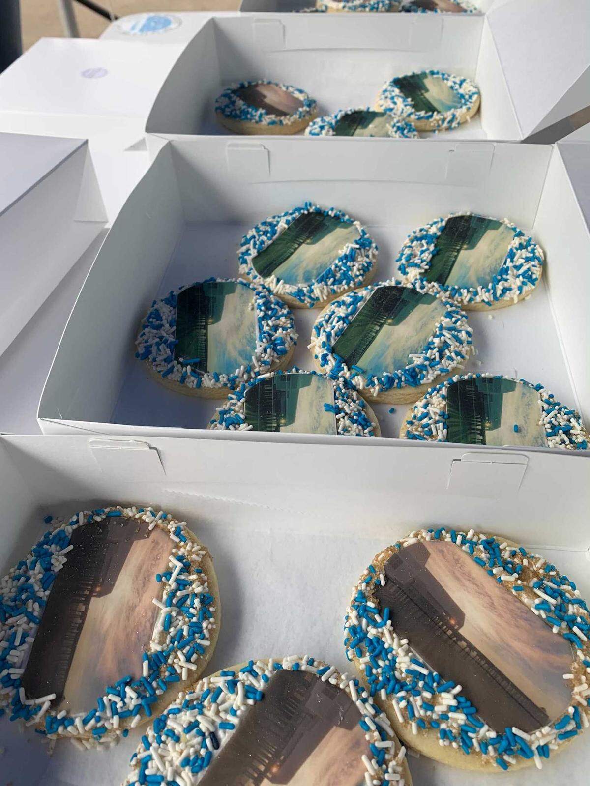The town of Surfside Beach handed out cookies that depict a rendering of the new fishing pier at the ground-breaking. The pier is expected to be completed in 18-20 months.