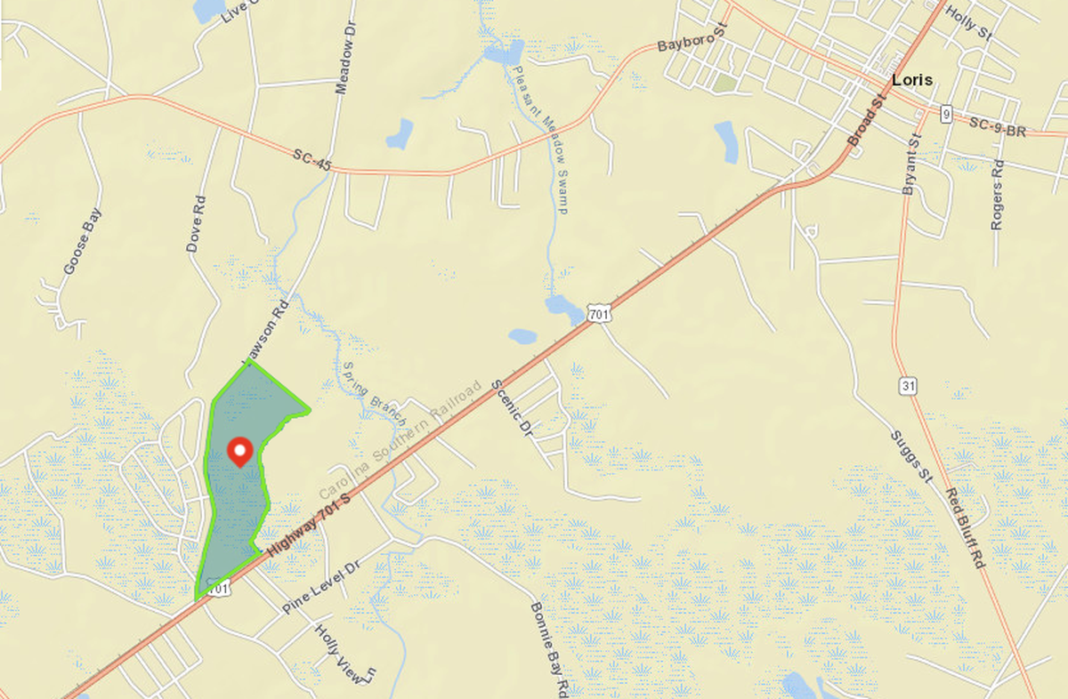 A screenshot of Horry County property records shows where developers want to build 259 new homes in the Loris area.