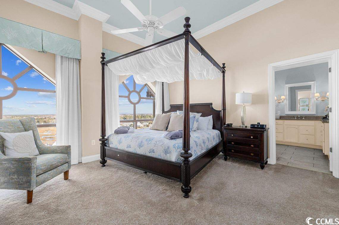 A North Myrtle Beach condo called the “Bridge Penthouse” is listed for $5 million. Located between the two North Beach Towers, near Barefoot Landing, this unit has seven bedrooms and an ocean view. Dec. 28, 2023.