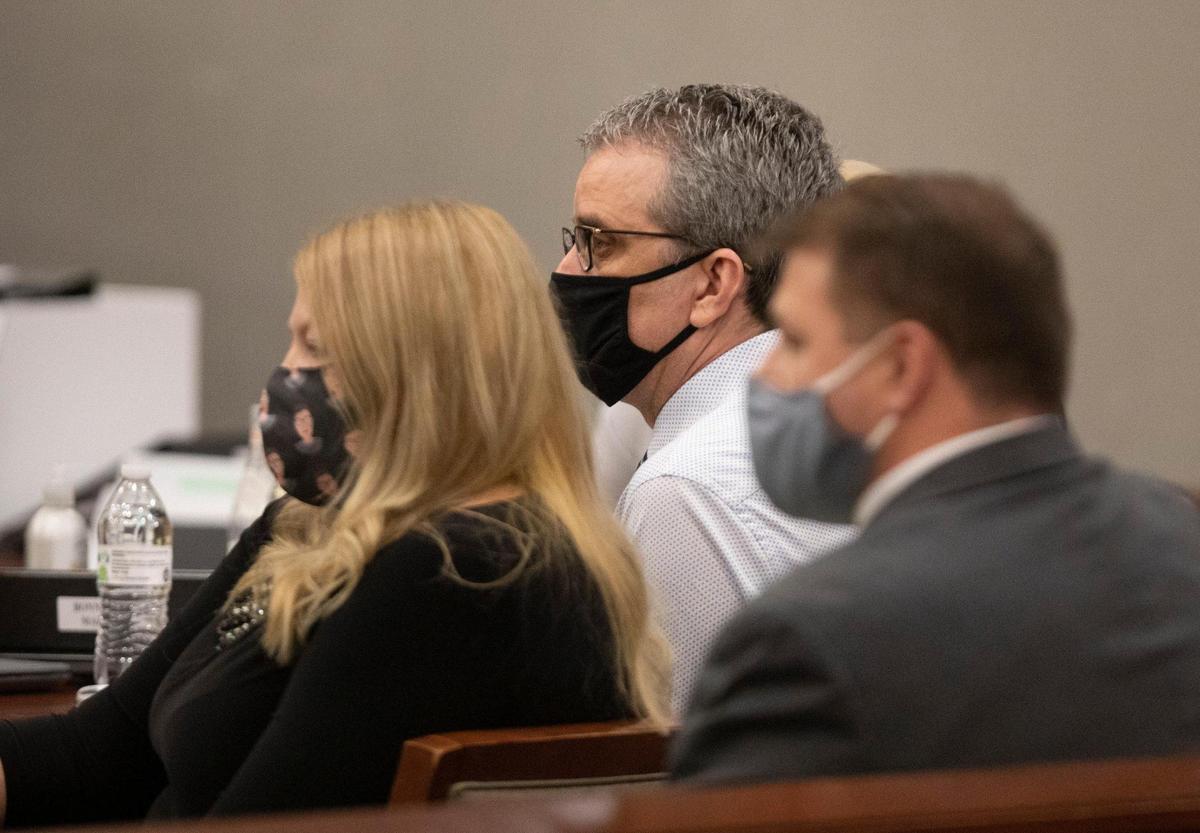 Gary Bennett (center) with attorney Aimee Zmroczek on the opening day of the the second trial for Gary Bennett previously convicted for the murder of Eva Marie Martin 20 years ago. October 20, 2020.