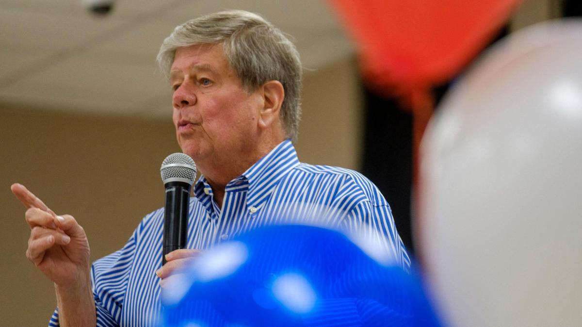 Myrtle Beach Mayoral candidate William D. McClure speaks at a debate hosted by a group called “Patriots Reporting for Duty.” Myrtle Beach politicos held two competing election events at the same time in the Market Common area last night. Oct. 6, 2021.