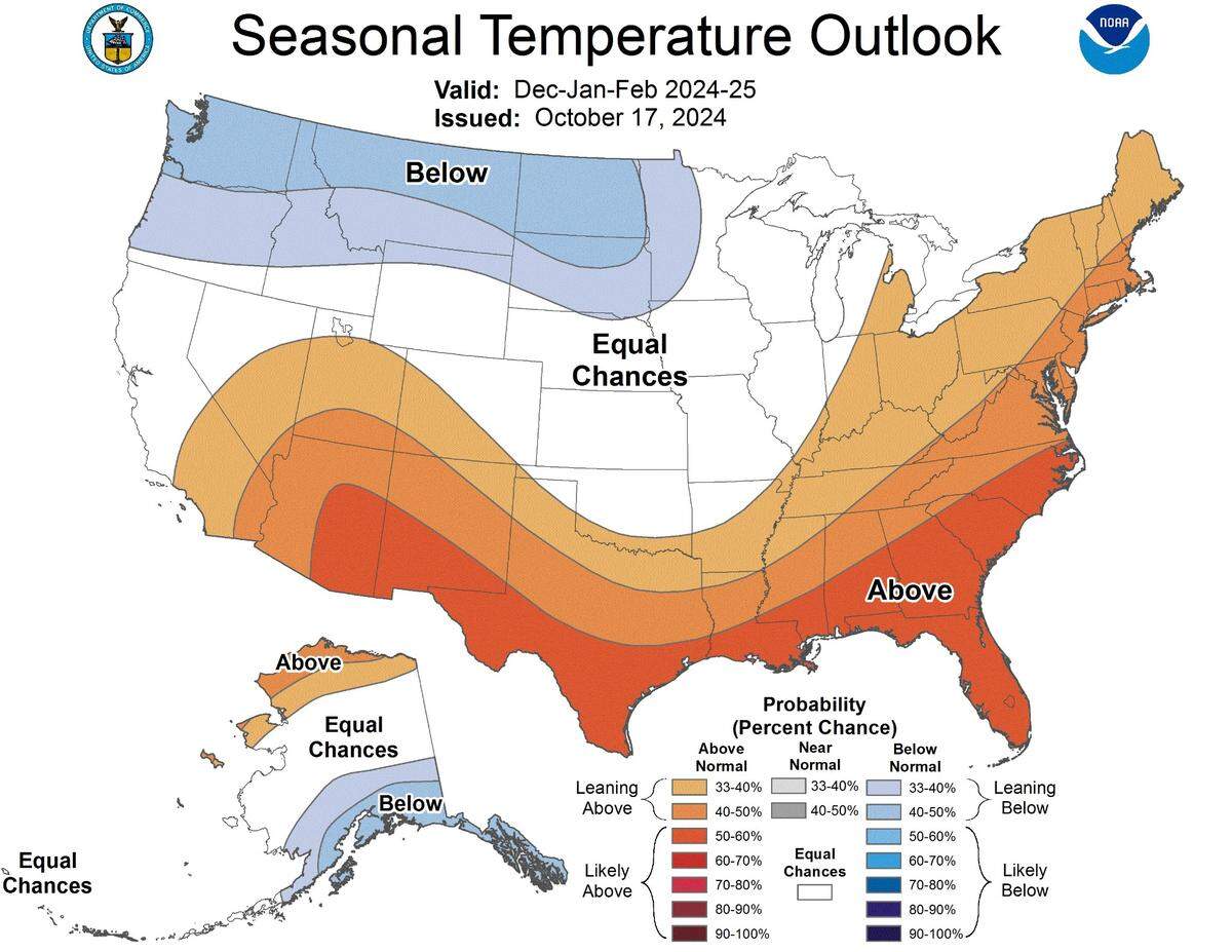 NOAA predicts the Myrtle Beach area will have higher temperatures this winter.