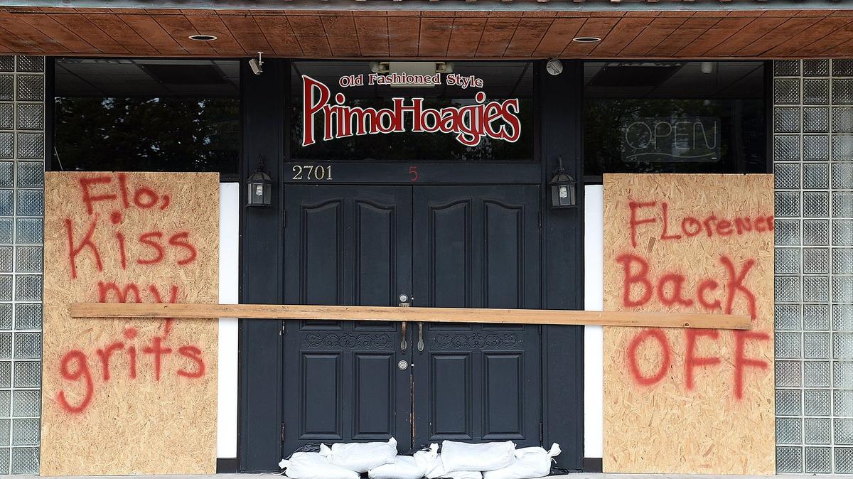 Primo Hoagies gave a Southern type message to the oncoming storm.
Messages were left by business owners on the store fronts along Hwy 17 Business in Myrtle Beach on Thursday, September 13, 2018, as they waited for Hurricane Florence to make landfall.
