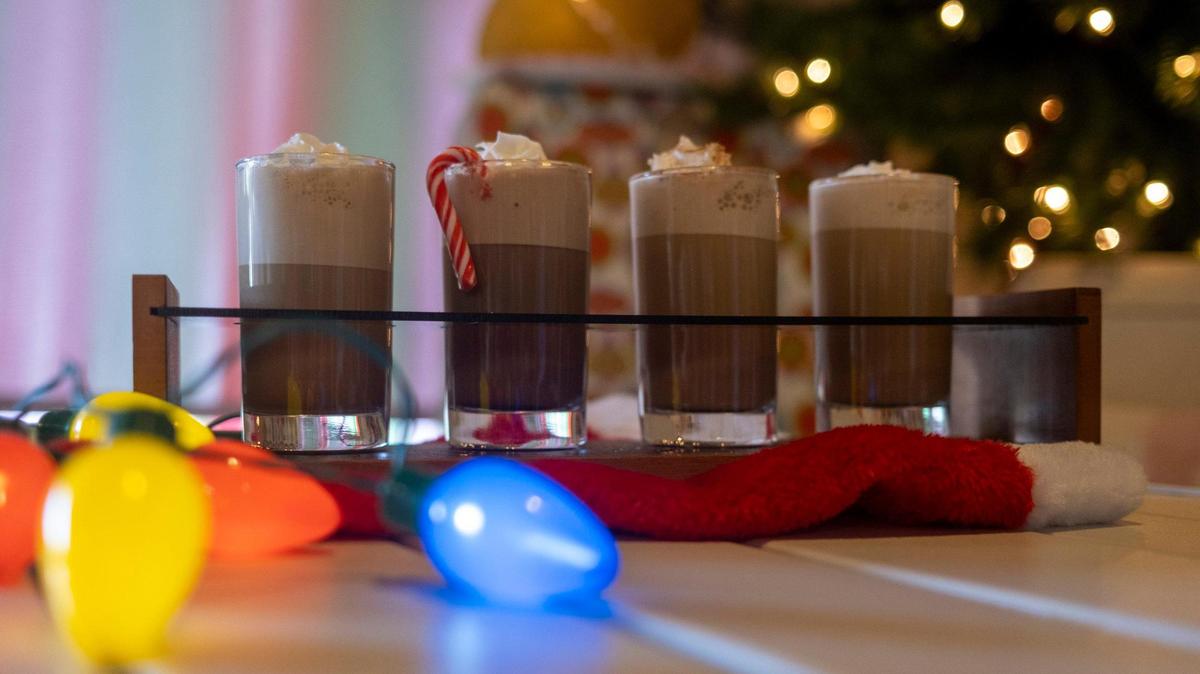 A flight of four specialty coffees are served at Beach Hippie Coffee in Myrtle Beach, S.C. Many Myrtle Beach cafe’s are serving unique holiday flavors this season. December 7, 2022.