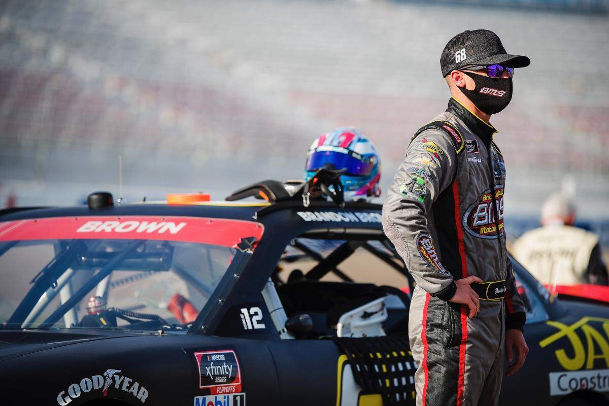 NASCAR Xfinity Series driver Brandon Brown won his first race in the series in October in Talladega, where the “Let’s Go Brandon” chant sprung up.