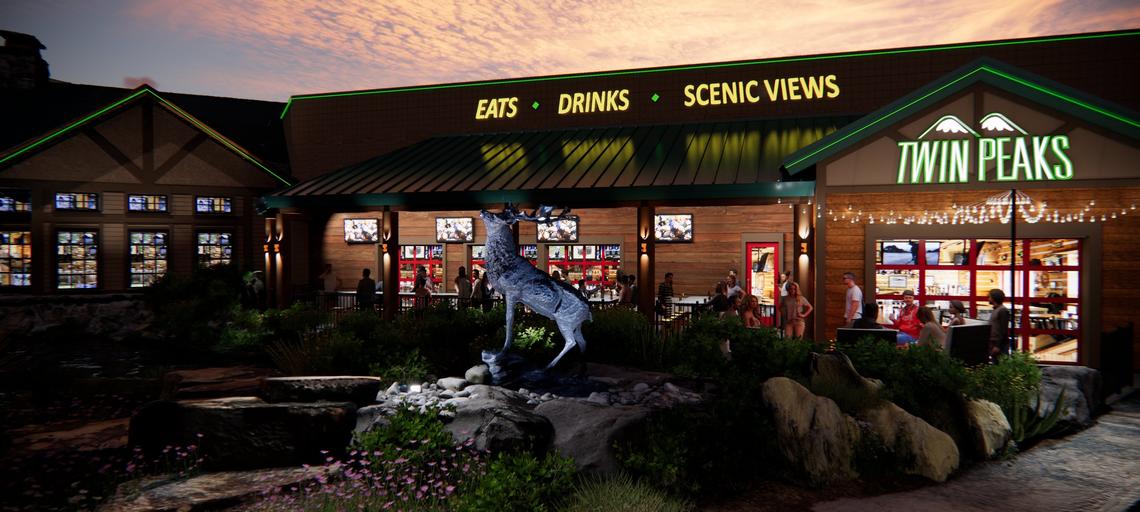 Artist rendering of a new Twin Peaks restaurant in the Myrtle Beach Mall in the Briarcliffe Acres area of Myrtle Beach provided by Coby Brooks. The restaurant is taking over a space previously occupied by the Islamorada Fish Company restaurant and Brooks hopes to open by early September. May 27, 2021.