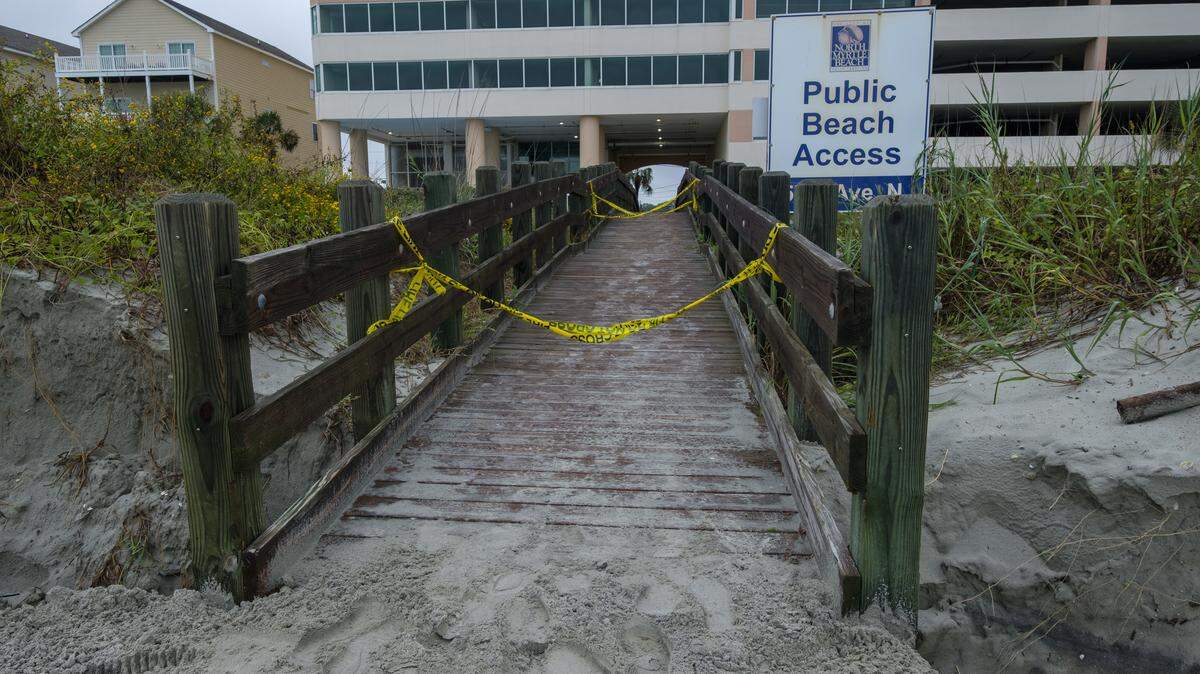 Some beach access points in North Myrtle Beach are still closed after storms damaged the dunes. Evidence of beach erosion can be clearly seen after king tides and a Fall storm caused dunes to collapse in the Cherry Grove section of North Myrtle Beach. Monday, Oct.13, 2025.