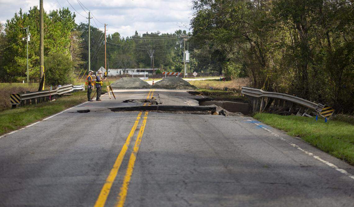 U.S. Highway 76 in Marion County. Horry County Sheriff’s deputies were transporting Nicolette Green and Wendy Newton, of Shallotte, N.C., from Conway to medical facilities in Darlington and Lancaster when the transport van was swept into floodwaters along Highway 76. This is how the road looked in early October.