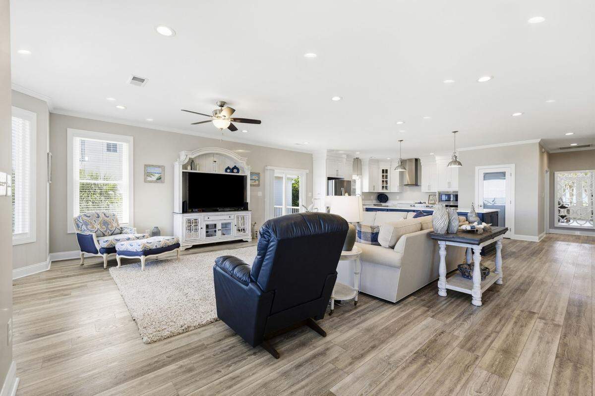 An interior photo of the kitchen and living room space in a recently listed property in Myrtle Beach’s Golden Mile. The auction for the house will end on June 4.
