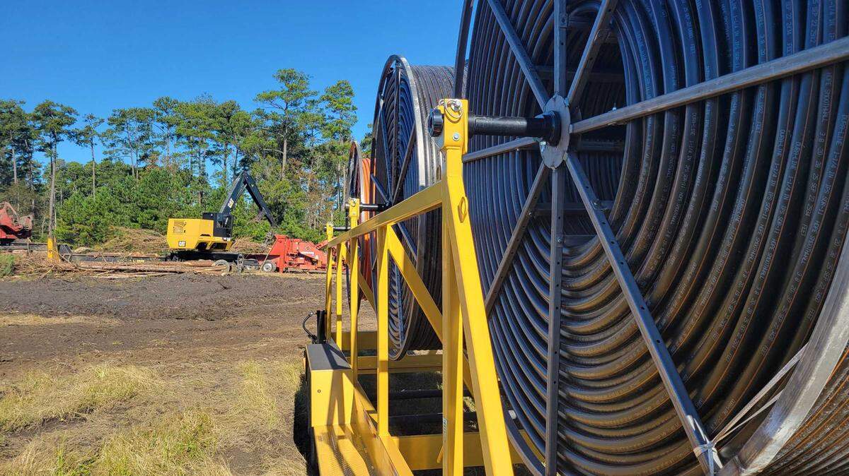 Bundles of fiber optic cable wait to be installed at the site of a cable landing station inside Horry County’s International Technology and Aerospace Park. It’s part of a $31.5 million venture by DC BLOX.