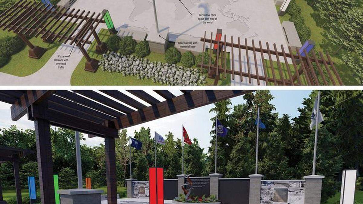 An artist’s rendering of a possible World War II memorial to be constructed at Myrtle Beach’s Warbird Park as shown to the City Council on Nov. 1, 2022.