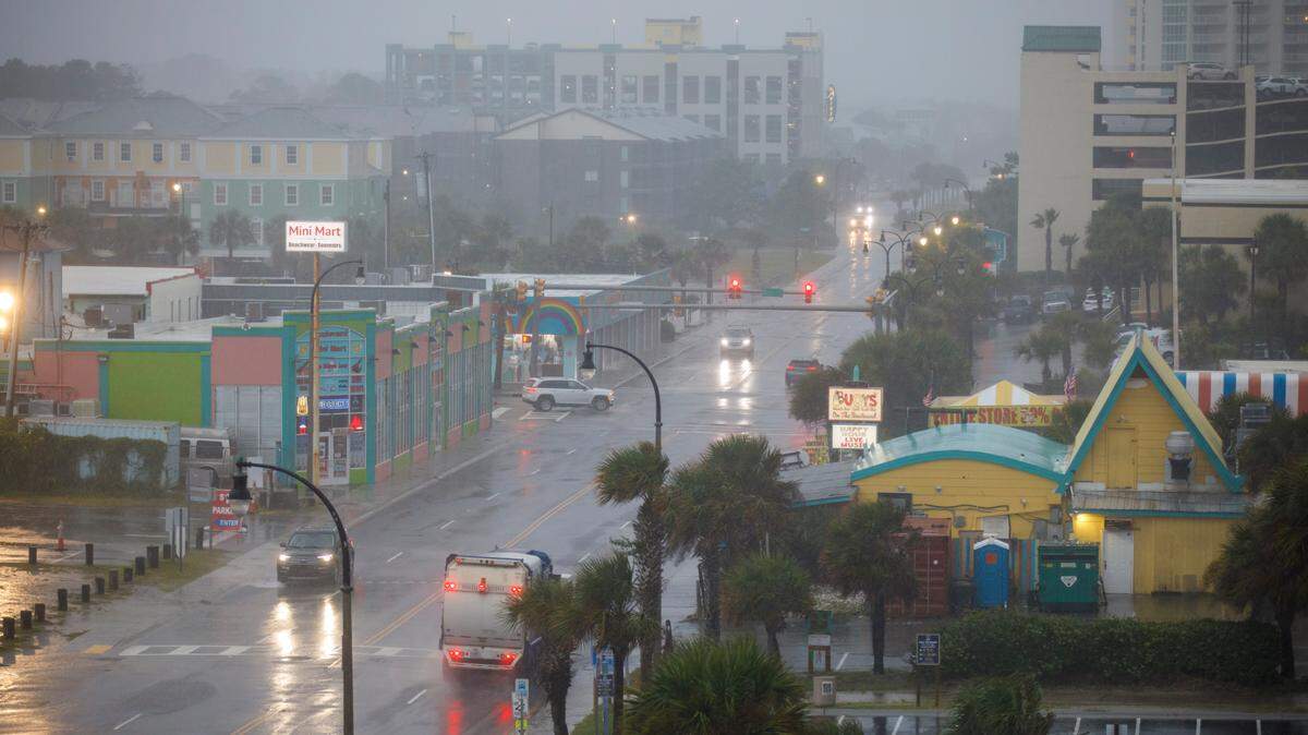 Ocean Boulevard in North Myrtle Beach, S.C. as Tropical Storm Debby begins to impact the Myrtle Beach area with wind and rain. Residents and visitors are making final preparations for what forecasters predict will be a long storm with significant flooding. Aug. 6, 2024.