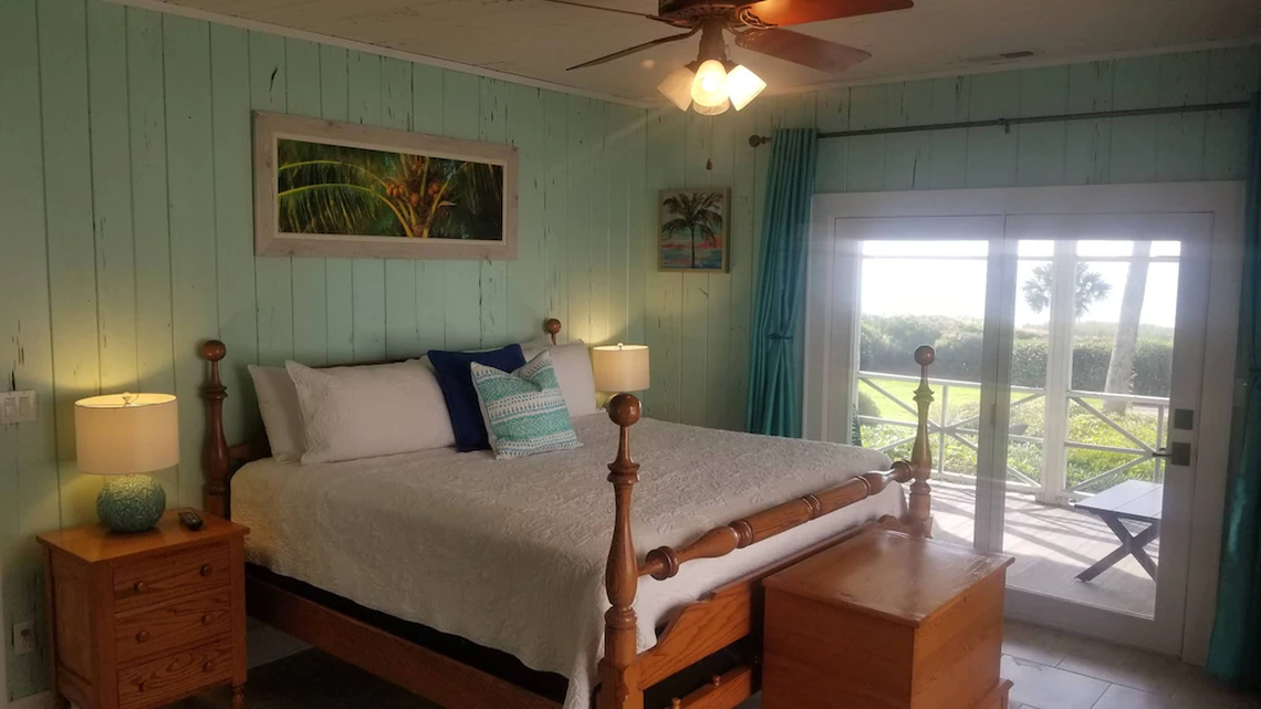 Bedroom at Southern Grace house on Myrtle Beach’s Golden Mile. Screenshot of listing. January 5, 2022.