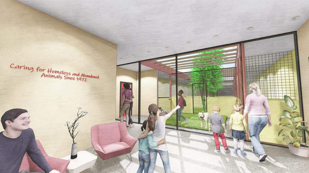 An artist’s rendering of the inside of the planned Grand Strand Humane Society animal shelter, which will be built near Myrtle Beach close to the Intracoastal Waterway.