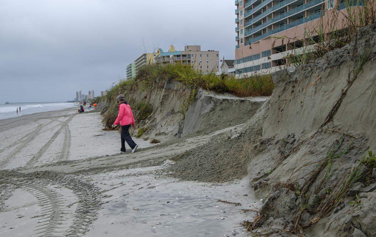 Some beach accesses have been reopened after being closed due to beach erosion in North Myrtle Beach, SC. Evidence of beach erosion can be clearly seen after king tides and a Fall storm caused dunes to collapse in the Cherry Grove section of North Myrtle Beach. Monday, Oct.13, 2025.