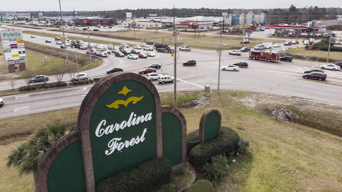 The intersection of U.S. Highway 501 and Carolina Forest Boulevard.