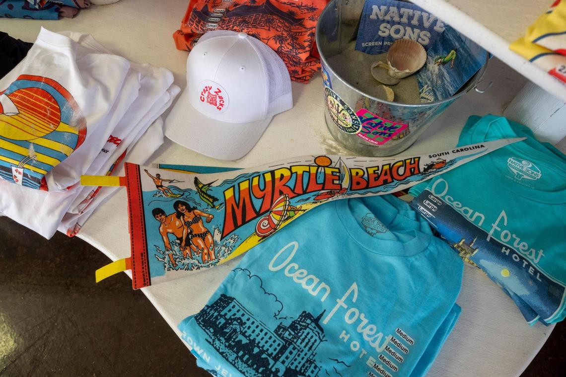 Native Sons apparel printing company has partnered with the Myrtle Beach History Facebook group to recreate past designs of t-shirts from popular Myrtle Beach clubs and attractions from the 1980s and 90s. Dec. 13, 2023.