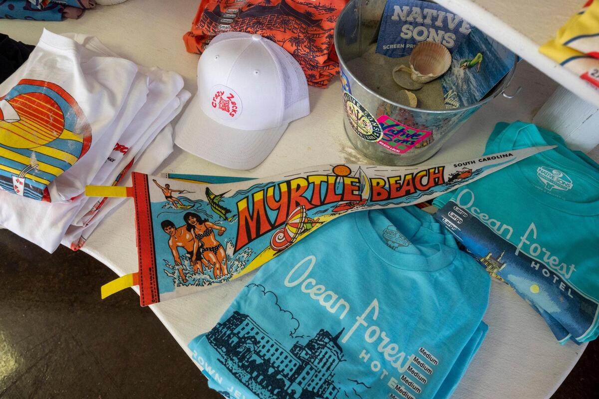 Native Sons apparel printing company has partnered with the Myrtle Beach History Facebook group to recreate past designs of t-shirts from popular Myrtle Beach clubs and attractions from the 1980s and 90s. Dec. 13, 2023.