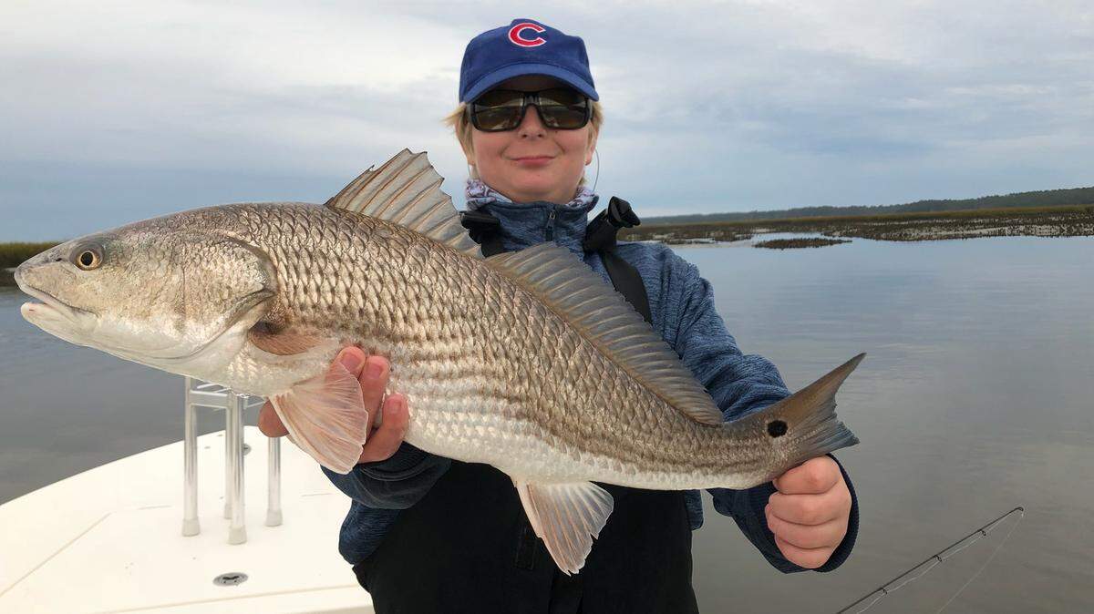 Cubby Weaver of Coastal Montessori Charter School shows off a 4.58-pound red drum caught during the Student Angler Tournament Trail last Saturday out of Georgetown. Weaver won the Middle School Redfish Division.