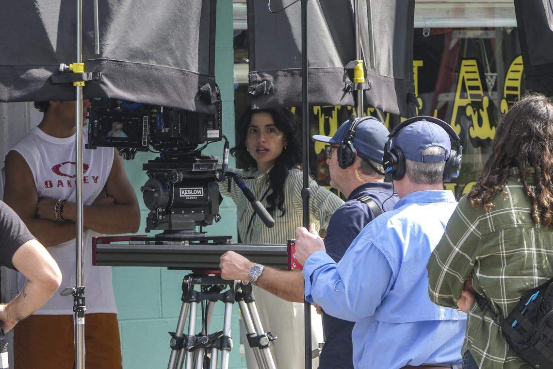 Village Surf Shoppe in Garden City beach is the scene of filming this week. A major production, reported to be of the thriller genre, is filming at the historic surf shop location. Actress Tania Raymonde who has starred in TV shows such as “Goliath” and “Lost” appeared to be on the set on Monday.  March 9, 2026.