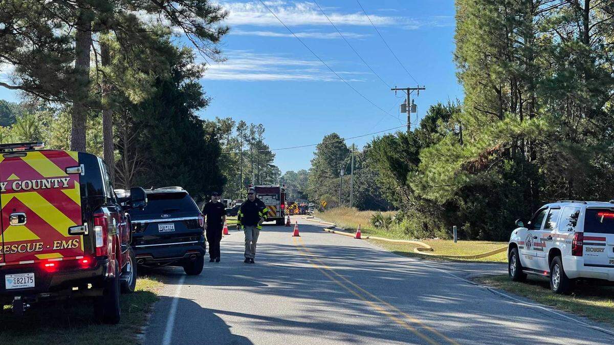 Water Tower Road is blocked after a man barricaded himself in a home while police were serving an eviction notice.