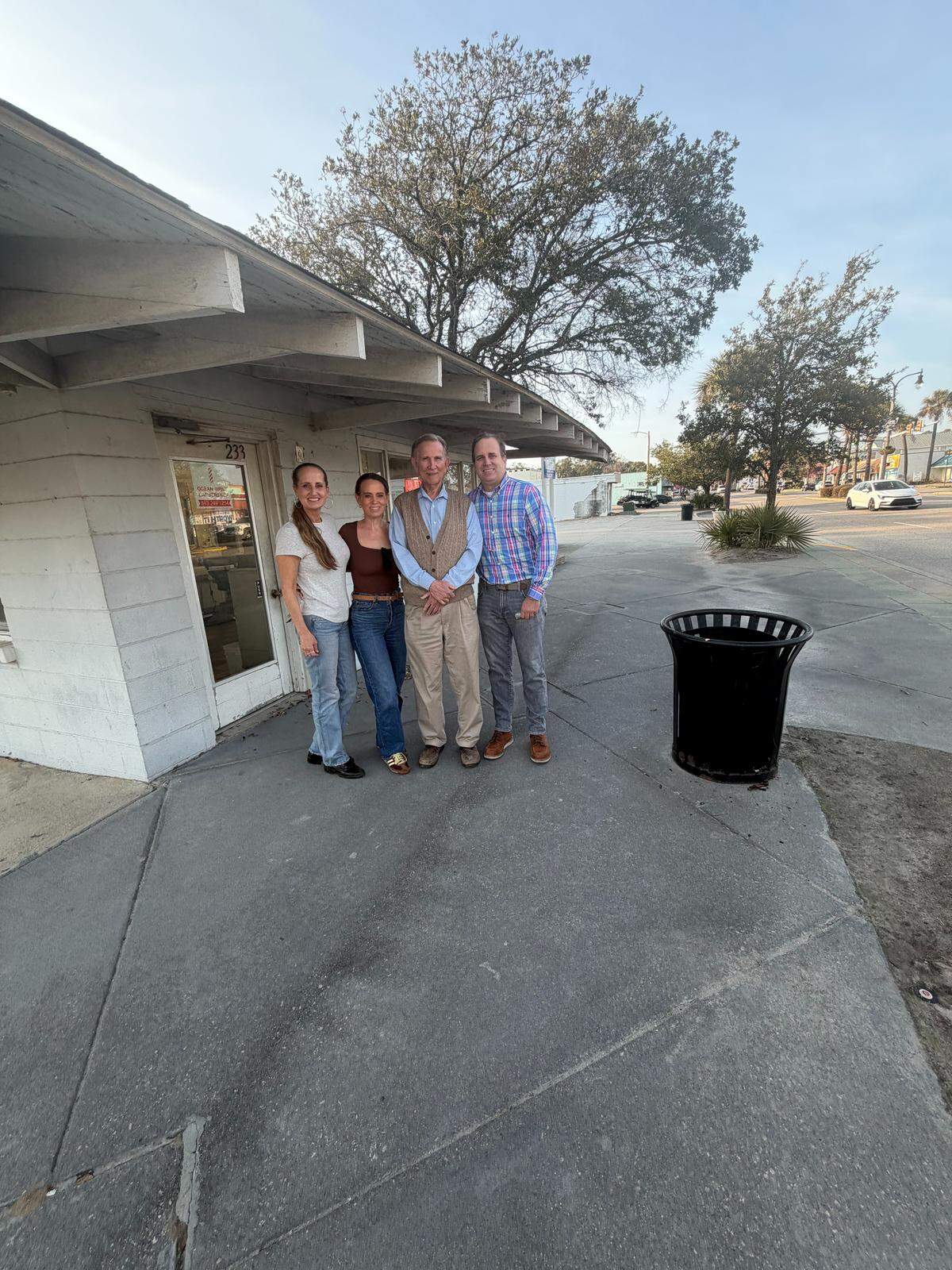 The Worley family recently closed on the historic Ocean Drive Barbershop on Main Street in North Myrtle Beach. Pictured left to right: Jessica Worley, Lindsey Worley Long, Harold Worley and H.G. Worley Jr.