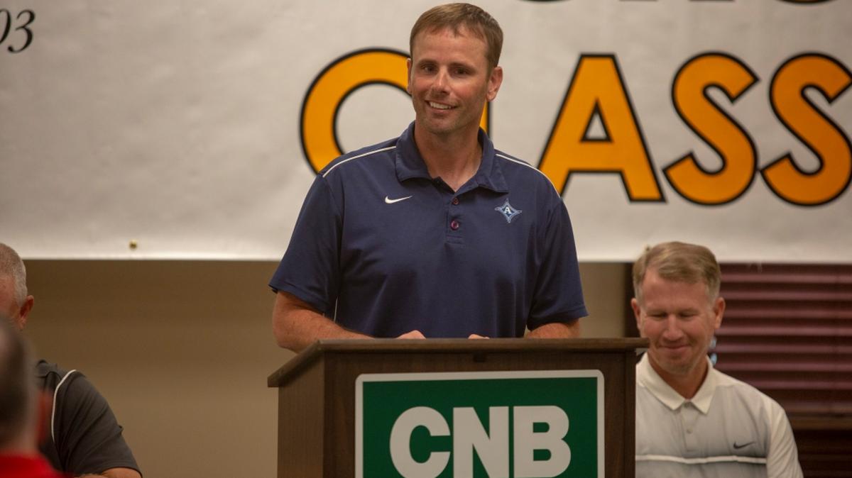 Aynor football coach Jason Allen speaks at the CNB Kickoff Classic luncheon on Aug. 7, 2018.