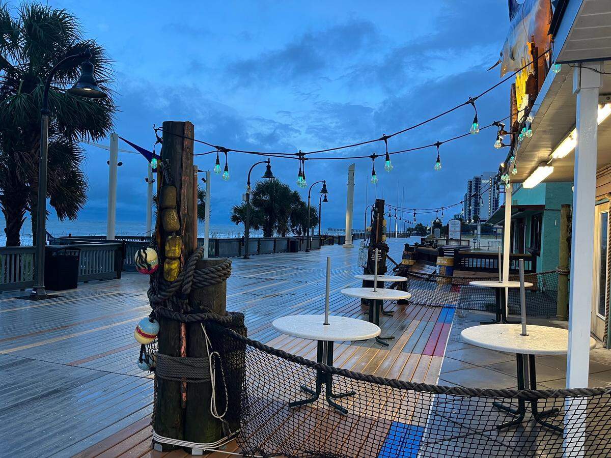 The streets and boardwalk in downtown Myrtle Beach were empty Friday morning as Hurricane Ian inches closer as a category 1 storm. Chris Segal/Sun News