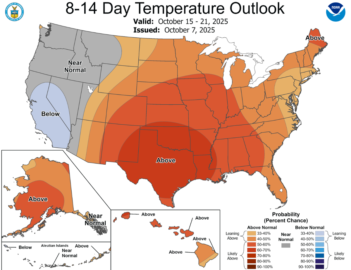 A high-pressure pattern could bring above-normal temperatures to Myrtle Beach this month.