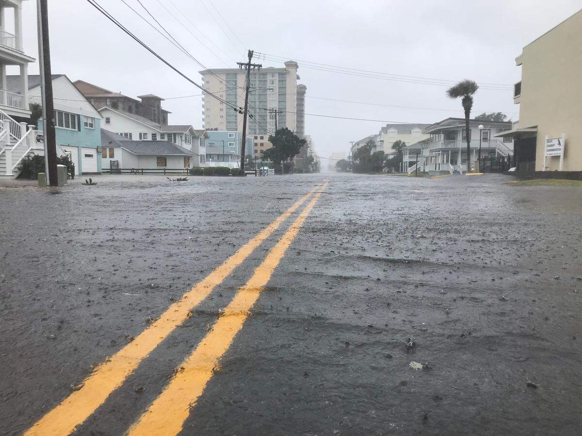 Streets in North Myrtle Beach are beginning to flood as Hurricane Florence moves into Myrtle Beach.