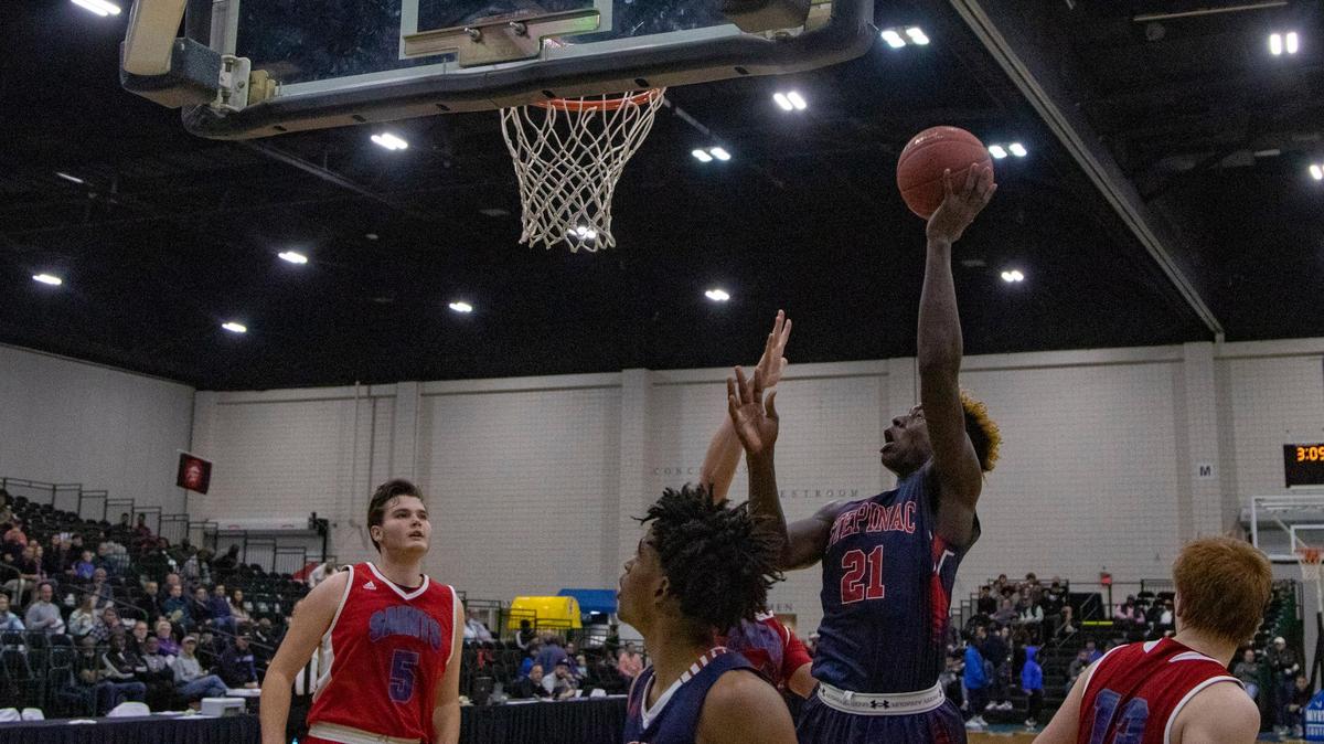 Archbishop Stepinac (NY) sophomore guard A.J. Griffin takes a shot against Myrtle Beach Christian Academy Wednesday during the Beach Ball Classic at the Myrtle Beach Convention Center.