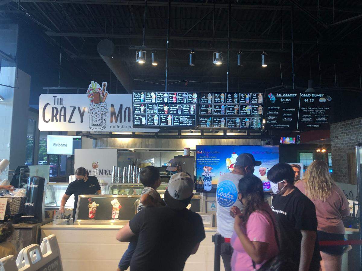 Customers line up to order at The Crazy Mason Milkshake Bar at 810 Billiards & Bowling in The Market Common.